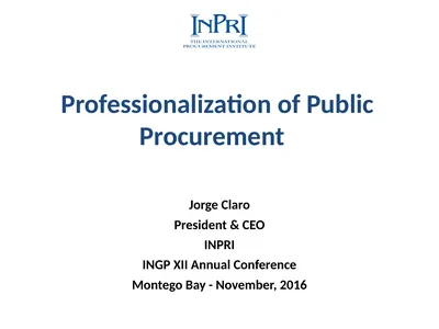 Professionalization of Public Procurement Jorge
