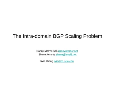 The Intra-domain BGP Scaling Problem Danny