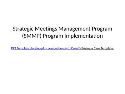 Strategic Meetings Management Program (SMMP)