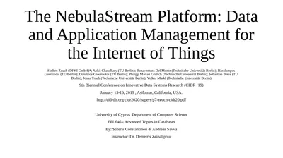 The NebulaStream Platform: Data and Application