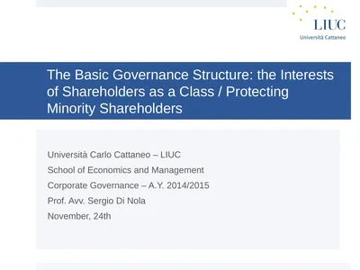 The Basic Governance Structure: the Interests of