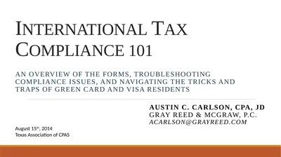 International Tax Compliance 101 An overview of