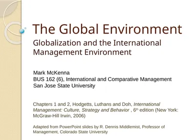 The Global Environment Globalization and the