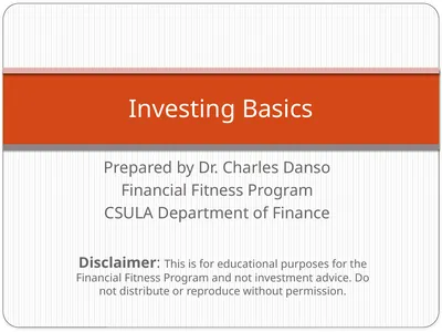 Prepared by Dr. Charles Danso Financial Fitness