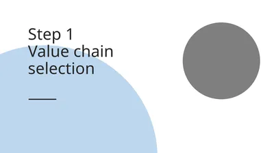 Step 1 Value chain selection Objectives This step