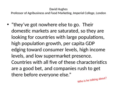 David Hughes Professor of Agribusiness and Food