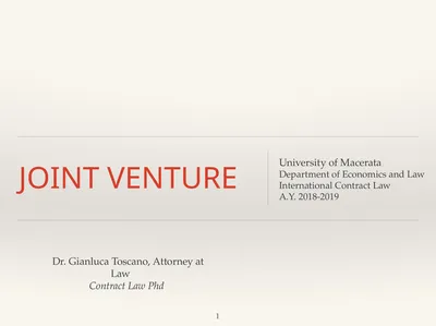 JOINT VENTURE University of Macerata Department of