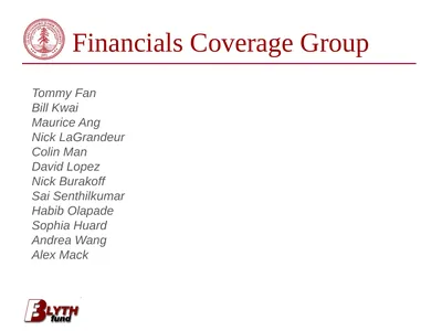 Financials Coverage Group Tommy Fan Bill Kwai