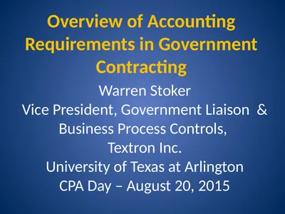 Overview of Accounting Requirements in Government