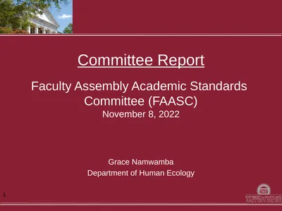 Committee Report Faculty Assembly Academic
