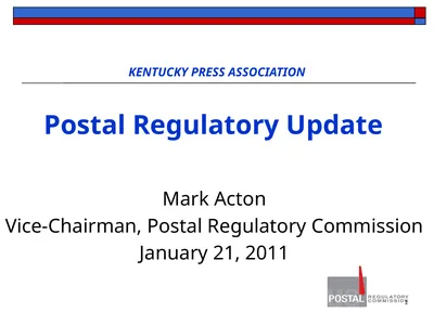 1 KENTUCKY PRESS ASSOCIATION Postal Regulatory