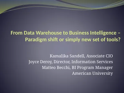 From Data Warehouse to Business Intelligence –