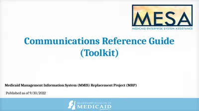 Published as of 9/30/2022 Communications Reference