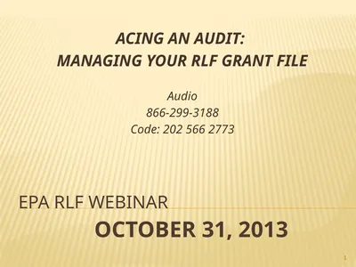 EPA Rlf webinar ACING AN AUDIT: MANAGING YOUR RLF
