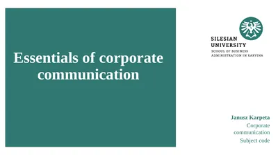 Essentials of corporate communication Janusz