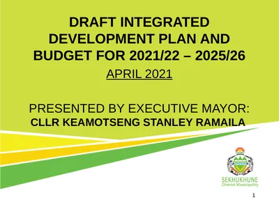 DRAFT INTEGRATED DEVELOPMENT PLAN AND BUDGET FOR