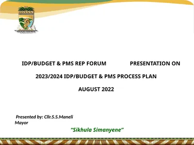 IDP/BUDGET & PMS REP FORUM PRESENTATION ON