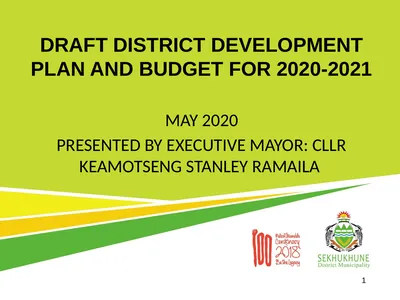 DRAFT DISTRICT DEVELOPMENT PLAN AND BUDGET FOR