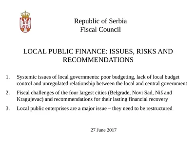 Republic of Serbia Fiscal Council 27 June 2017