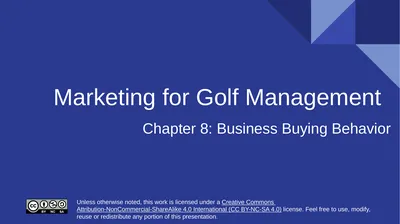 Marketing for Golf Management Chapter 8: Business