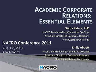 Academic Corporate Relations: Essential Elements