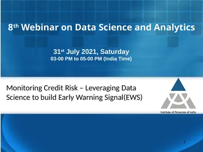 8th Webinar on Data Science and Analytics 1 31st