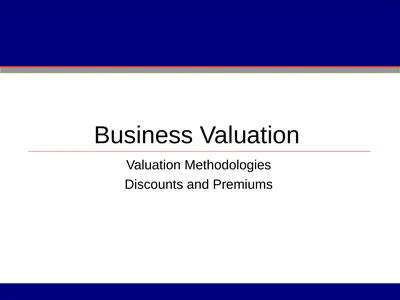 Business Valuation Valuation Methodologies