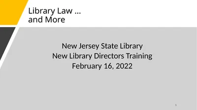 Library Law … and More New Jersey State Library