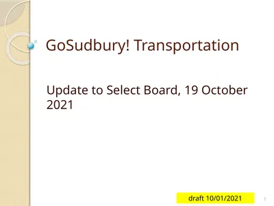 GoSudbury! Transportation Update to Select Board,