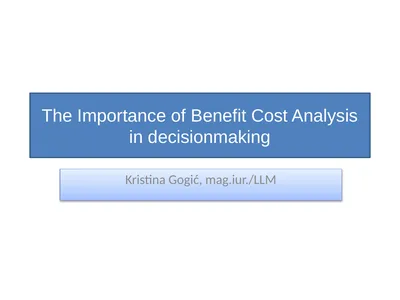 The Importance of Benefit Cost Analysis in