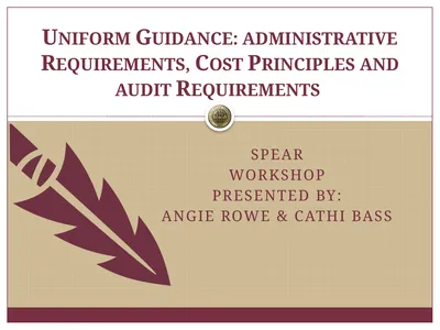 SPEAR Workshop Presented by: Angie Rowe & Cathi