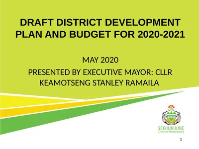 1 DRAFT DISTRICT DEVELOPMENT PLAN AND BUDGET FOR