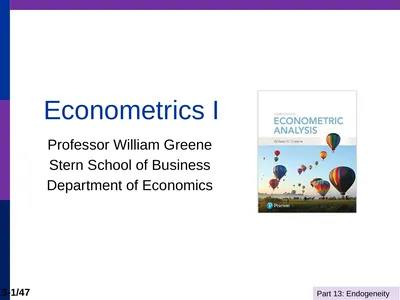 Econometrics I Professor William Greene Stern