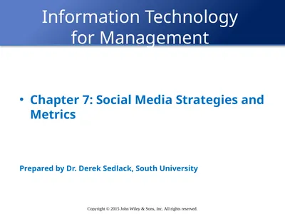 Information Technology for Management Chapter 7:
