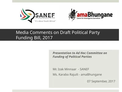 Media Comments on Draft Political Party Funding