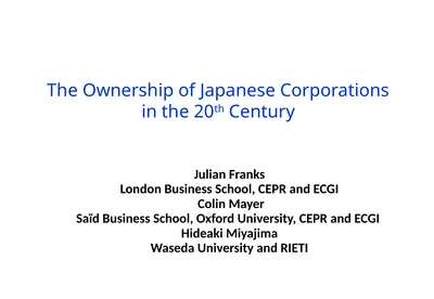 The Ownership of Japanese Corporations in the 20th