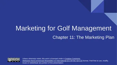Marketing for Golf Management Chapter 11: The