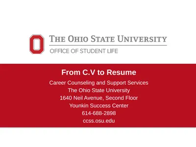 From C.V to Resume Career Counseling and Support