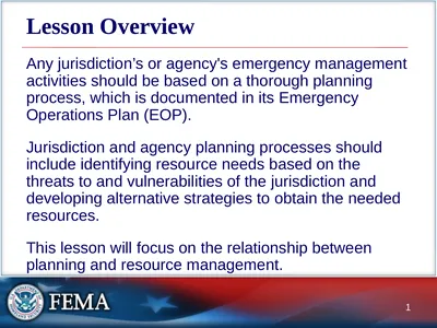 Lesson Overview Any jurisdiction’s or agency's
