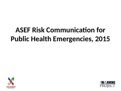 ASEF Risk Communication for Public Health