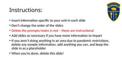 Instructions: Insert information specific to your