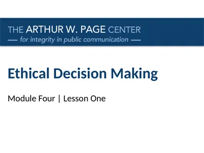 Ethical Decision Making Module Four | Lesson One