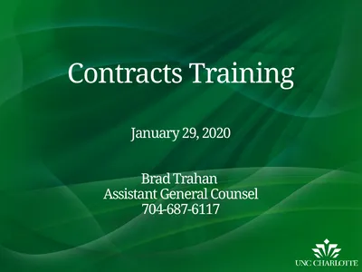 Contracts Training January 29, 2020 Brad Trahan