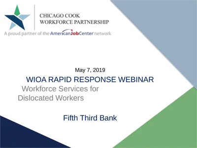 May 7, 2019 WIOA RAPID RESPONSE WEBINAR Workforce