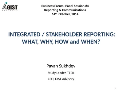 INTEGRATED / STAKEHOLDER REPORTING: WHAT, WHY, HOW