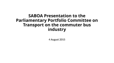 SABOA Presentation to the Parliamentary Portfolio