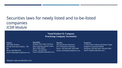 Securities laws for newly listed and to-be-listed