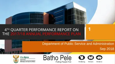 4TH QUARTER PERFORMANCE REPORT ON THE 2017/18