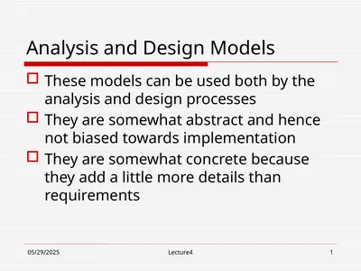 10/23/18 Lecture4 1 Analysis and Design Models