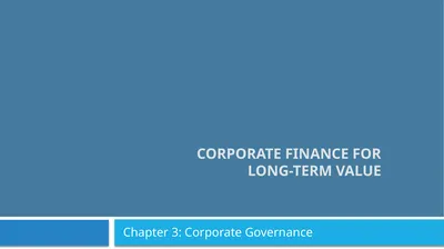 Corporate Finance for Long-Term Value Chapter 3:
